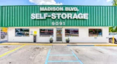 front vew of Madison Boulevard Self Storage Facility.