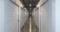 Hallway of indoor storage units.